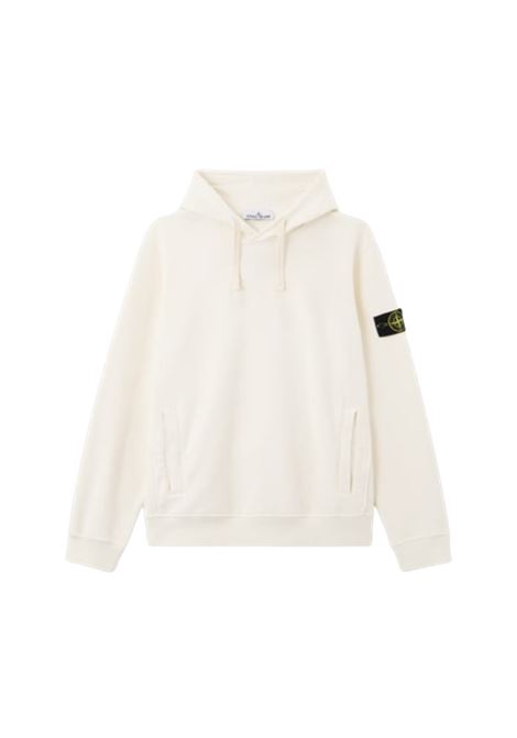 brushed organic cotton fleece sweatshirt man ivory STONE ISLAND | K2S15 6100029 S0A20V0093